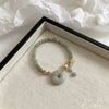Jade Peace Buckle Bracelet with Flower Charm