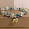 Blue Agate Bracelet with Rocking Horse Charm and Glow Glass Beads