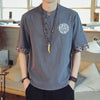 Men's Linen Blend Half Sleeve Chinese Tang Suit Shirt