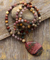 Natural Stone 108 Bead Mala Necklace with Tassel
