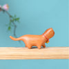Carved Wood Cat Figurine with Bell - Cute Animal Desk Decoration