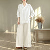 Women's Meditation Cloth Set: V-Neck Top and Wide Leg Pants