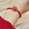 Strawberry Quartz Red String Bracelet with Charm