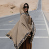 Hooded Knit Shawl Wrap, Tibetan Border Travel Poncho