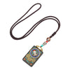 Tibetan Thangka Pendant Necklace, Ebony Wood Rope