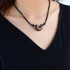 Natural Silver Sheen Obsidian Star Crescent Moon Protection Necklace Pendant