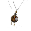 Geometric Wood Pendant Necklace, Handmade Resin Charm