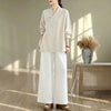 Women's Meditation Cloth Set: V-Neck Top and Wide Leg Pants