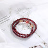 Garnet and Strawberry Quartz Double Wrap Bracelet with Butterfly Charms