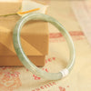 Jade Peace Bangle Bracelet, Handmade Ice Jadeite Bangle