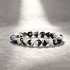 White Fire Agate Bracelet, 8mm Beads, Handmade Stone Jewelry