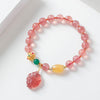 Strawberry Quartz Bracelet with Fox Charm