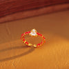 Adjustable Red String Gourd Ring with Clear Stones