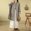 Printed Cotton Women's Coat With Frog Buttons and Pockets