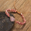 Love Heart Bracelet with Rhodochrosite Beads