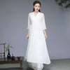 Women's Meditation Cloth Hanfu Style Midi Dress Wide Leg Pants