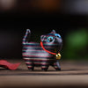 Hand-Carved Rainbow Wood Cat Figurine