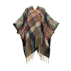 Knit Striped Poncho Wrap with Tassels, Cozy Travel Shawl