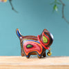 Carved Wood Cat Figurine with Bell - Cute Animal Desk Decoration