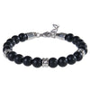Natural Stone Bead Bracelet with Stainless Steel Accents