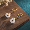 Cloisonné Butterfly and Faux Jade Peace Buckle Earrings