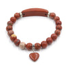 Quartz Love Heart Beads Bracelet with Gemstone Pendant