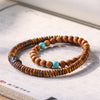 Wood Double Wrap Bracelet with Fu Charm