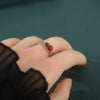 Sterling Silver Red Agate Gourd Ring Adjustable Open Band