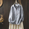 Women's Spring Vertical Stripes Long Sleeve Cotton Blend Shirt