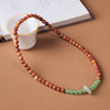 Wood and Green Stone Double Wrap Bracelet