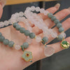 Burmese Jade and Agate Lotus Bracelet