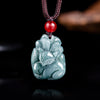 Carved Jade Nine-Tailed Fox Pendant Necklace