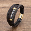 Multi-Layer Braided Leather Bracelet with Stainless Steel Clasp