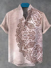 Men's Linen Short Sleeve Shirt with Mandala Print