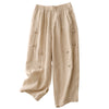 Women's Cotton Linen Harem Pants with Frog Buttons