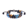 Tiger Eye Black Agate Evil Eye Double Row Bracelet