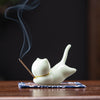 Ceramic Cat Incense Burner Cute Animal Decoration