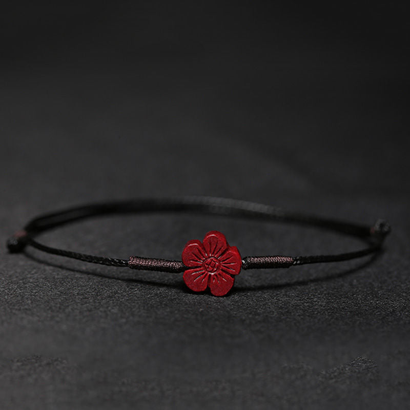 Cinnabar Braided Bracelet with Pixiu, Lotus and Koi Symbols