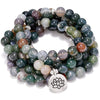 108 Mala Bracelet Indian Agate Lotus OM Tree of Life