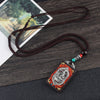 Ebony Wood Pendant Necklace with Buddhist Symbols