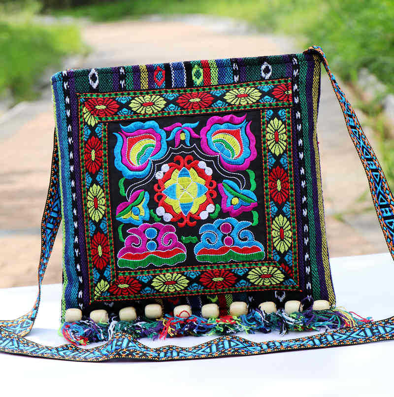 Ethnic Embroidered Canvas Crossbody Bag