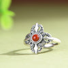 Sterling Silver Vajra Ring with Lapis Lazuli or Red Stone