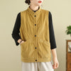 Women's Corduroy Vest With Pockets, Sleeveless Waistcoat