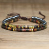 Natural Stone Disc Bead Bracelet with Adjustable Cord