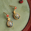 Enamel Koi and Lotus Jade Pendant Necklace