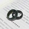 Cyan Jade Ring for Luck, Geometric Stone Band