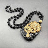 18K Gold-Plated Dragon Obsidian Lucky Pendant Necklace