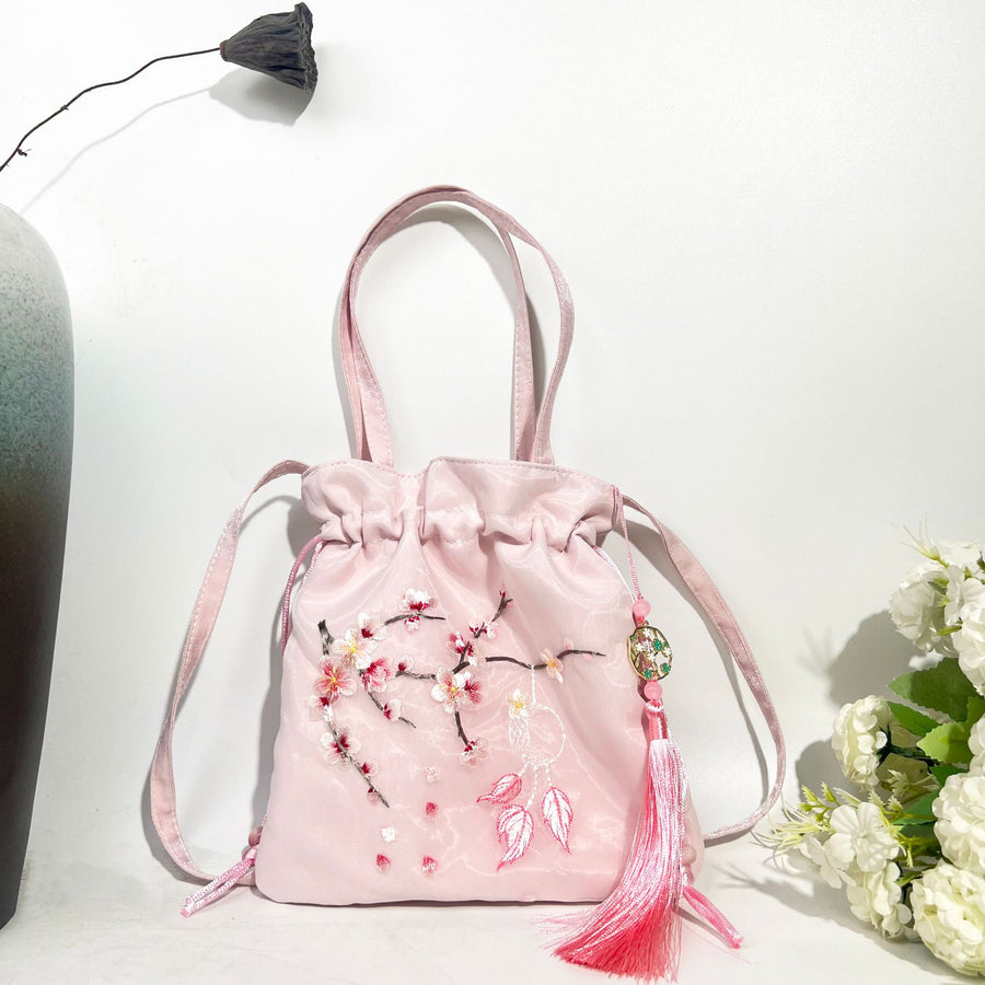 Suzhou Embroidery Drawstring Crossbody Bag