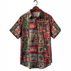 Men's Short Sleeve Button-Up Shirt with Vintage Animal Print