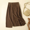 Cotton Linen A-Line Skirt with Pockets, High Waist Midi Skirt